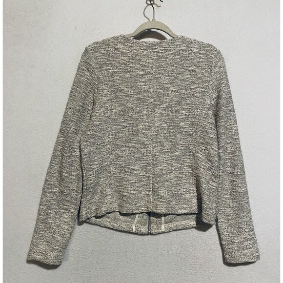 LOFT Lou Grey Jacket Womens Medium Ivory Gold Metallic Tweed Zip Up Boho - Picture 5 of 7